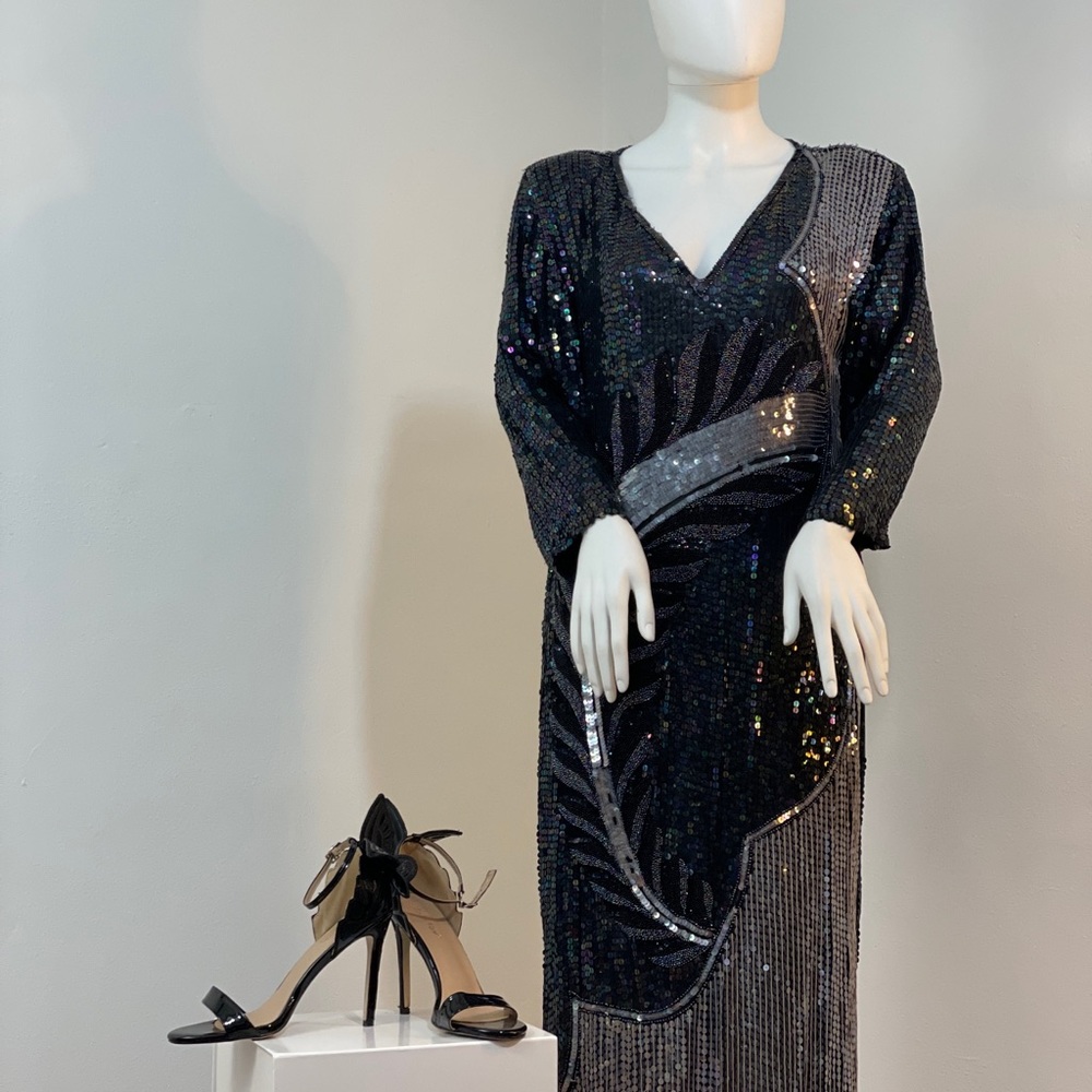 Vintage Black Sequin Tunic Dress